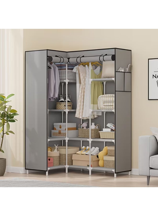 Decorhills Large Capacity Portable Wardrobe with Hanging Rod and Shelves Clothes Storage Rack Closet, Clothes Storage Rack Stable and Easy Assembly Bedroom Closets - Image 1