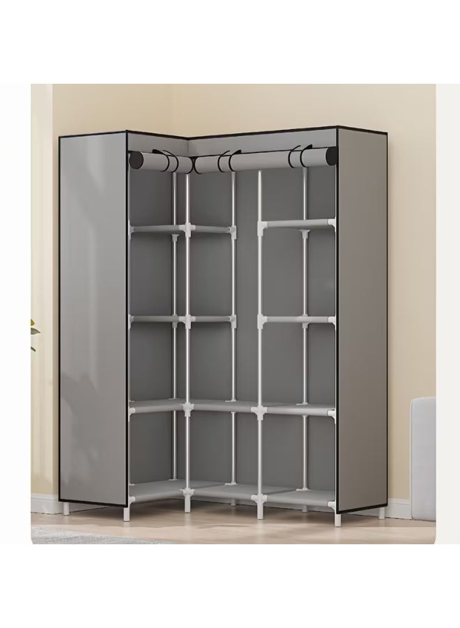 Decorhills Large Capacity Portable Wardrobe with Hanging Rod and Shelves Clothes Storage Rack Closet, Clothes Storage Rack Stable and Easy Assembly Bedroom Closets - Image 5