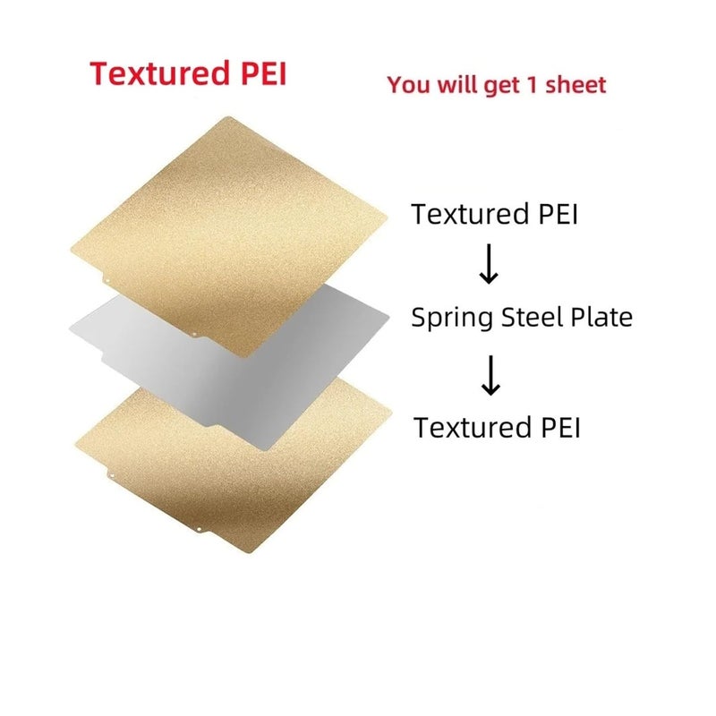 لوحة بناء مغناطيسية من فولاذ الربيع PEI مقاس 310x310 مم، ورقة محززة لسرير التسخين لطابعة ثلاثية الأبعاد - Image 4