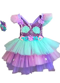 Daddy's Angel Girls Mermaid Princess Dress for Ariel With Headband Clothes with Accessories for Birthday  - Image 1