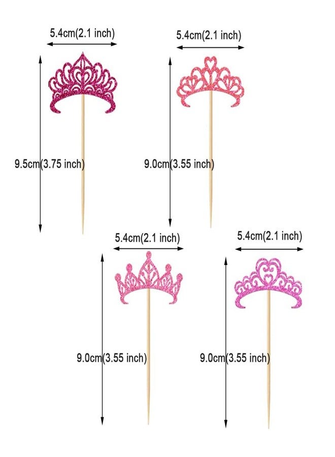 Morndew 24 PCS Glitter Princess Crown Cupcake Toppers for Queen Princess Theme Party Girls Birthday Party Wedding Party Baby Shower Decoration - Image 2