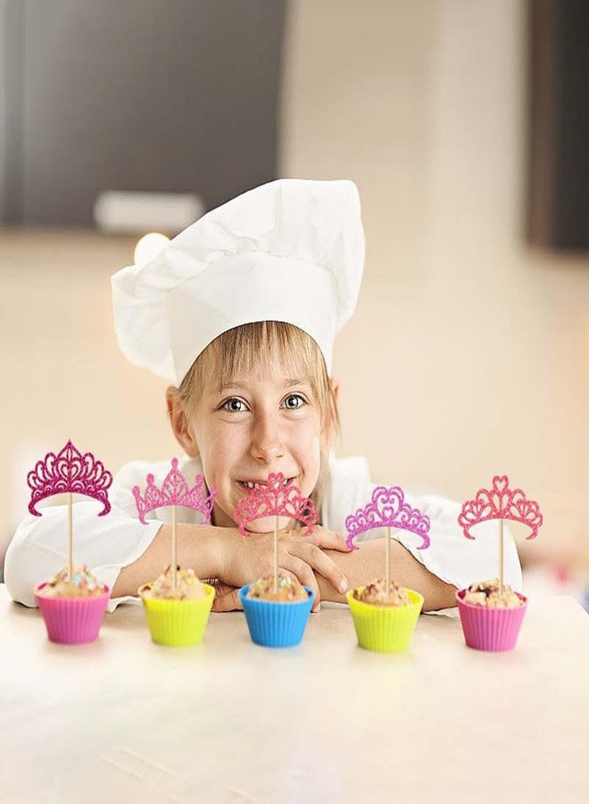 Morndew 24 PCS Glitter Princess Crown Cupcake Toppers for Queen Princess Theme Party Girls Birthday Party Wedding Party Baby Shower Decoration - Image 5