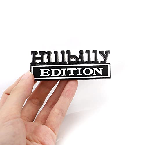 CARRUN 2 Pcs Hillbilly Edition Emblem Car Side Rear Front Hood Trunk Door Badge 3D Decal Sticker Fit for Truck SUV (Hillbilly, Black White) (CR-Edition) - Image 2