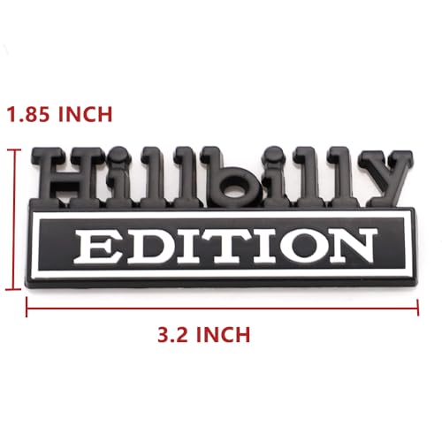 CARRUN 2 Pcs Hillbilly Edition Emblem Car Side Rear Front Hood Trunk Door Badge 3D Decal Sticker Fit for Truck SUV (Hillbilly, Black White) (CR-Edition) - Image 3