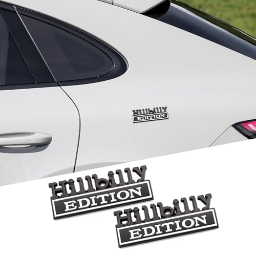 CARRUN 2 Pcs Hillbilly Edition Emblem Car Side Rear Front Hood Trunk Door Badge 3D Decal Sticker Fit for Truck SUV (Hillbilly, Black White) (CR-Edition) - Image 5