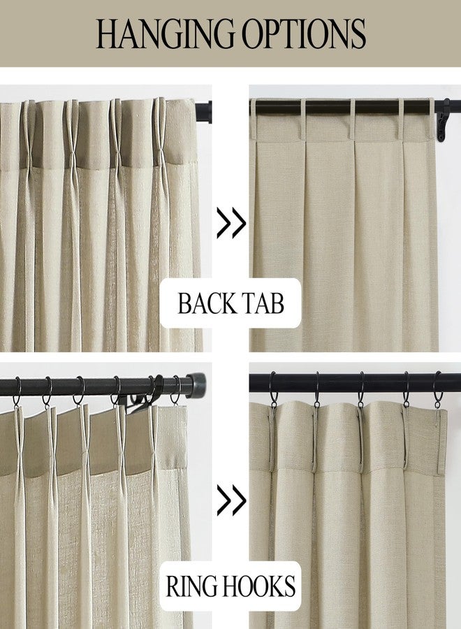 Vision Home Sand Pinch Pleated Semi Sheer Curtains Textured Linen Blended Light Filtering Window Curtains 84 inch for Living Room Bedroom Pinch Pleat Drapes with Hooks 2 Panels 40" Wx84 L,Camel Beige - Image 4
