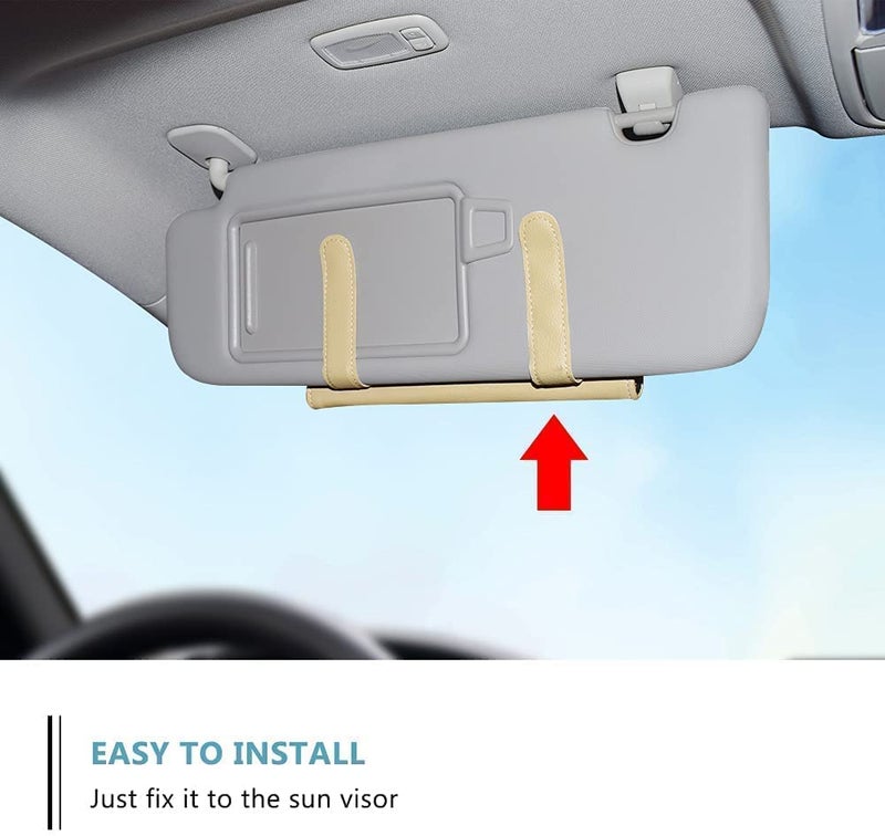 AUTOMODIFIER Car Tissue Holder for Sun Visor - car Tissue Box Include Tissue, Tissue Holder for car Visor, Napkin Holder, car Door Rear Pocket Tissue Box (Beige) - Image 5
