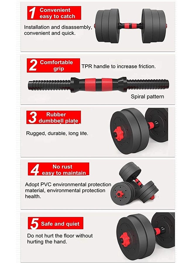 Max Strength Adjustable 2-in-1 Dumbbell & Barbell Weightlifting Set (30kg) - Image 5