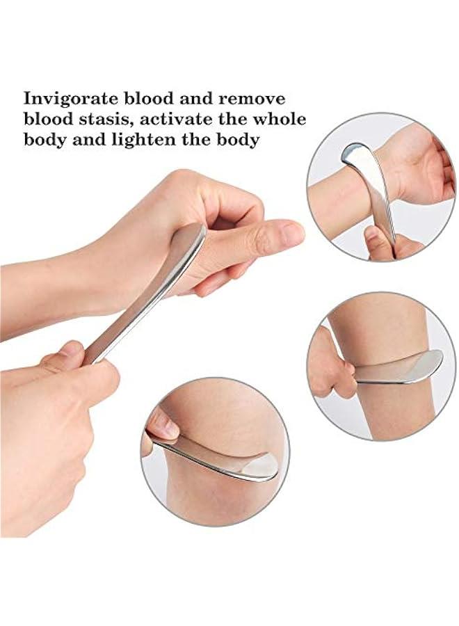 مجموعة أدوات جوا شا للتدليك الوجهي، مكشطة عضلية من الفولاذ المقاوم للصدأ و Fascia Blaster، أداة علاج جوا شا للوجه والجسم - Image 4