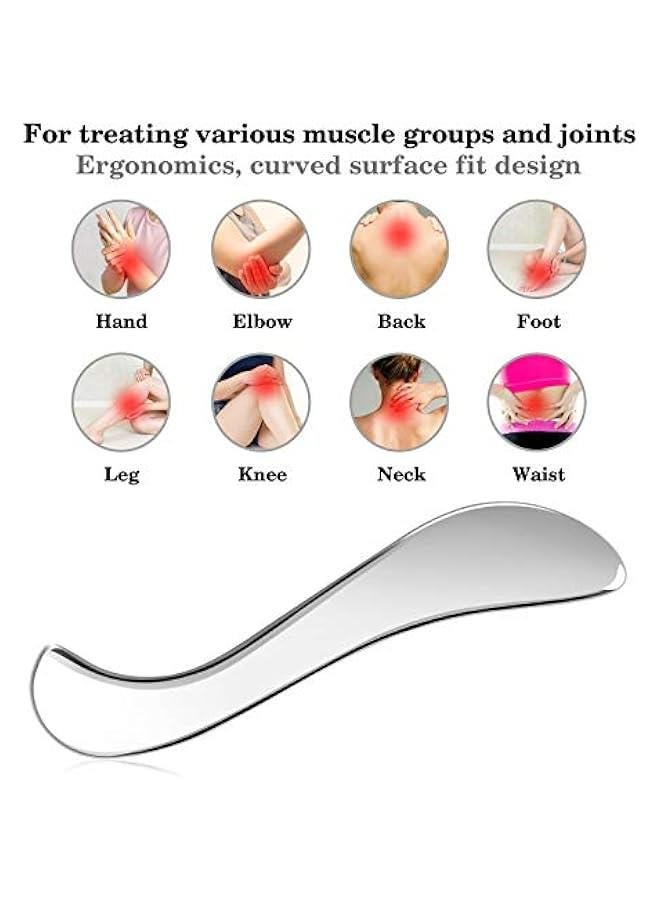 مجموعة أدوات جوا شا للتدليك الوجهي، مكشطة عضلية من الفولاذ المقاوم للصدأ و Fascia Blaster، أداة علاج جوا شا للوجه والجسم - Image 2