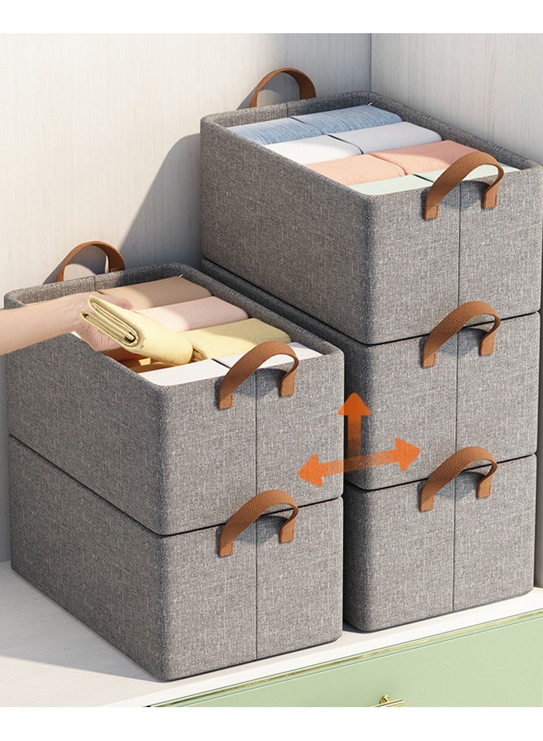 CityRiya-Long Large Wardrobe Clothes Organizers Sock Underwear Drawer Organizer Dividers 5 Pack Collapsible Cabinet Closet Storage Boxes Stackable Drawer Organizer Storage Bin Container for Clothes, Pants, Belt  - Image 1