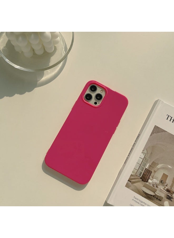 NIBEMINENT Fluorescent Jelly Protective TPU Case Cover For iPhone 16 Plus, Rose Red