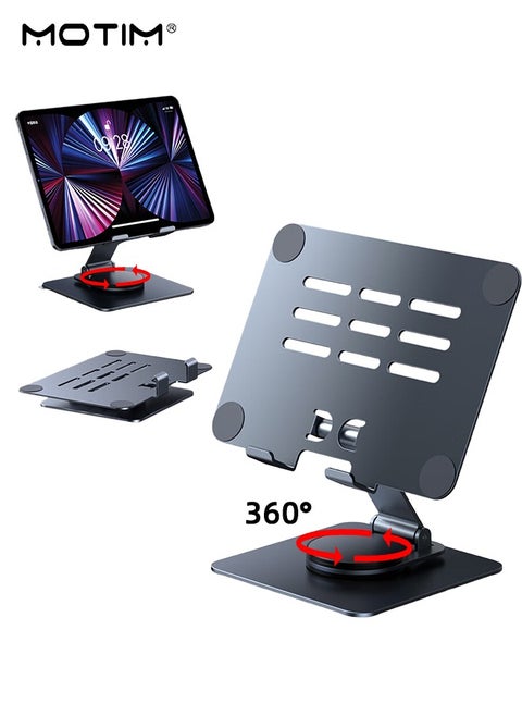 Adjustable Laptop Stand for Desk with 360° Rotating Base, Foldable Cooling Computer Holder Desk Laptop Riser, Heavy Duty Notebook Holder Swivel Compatible with MacBook Air Pro Dell XPS More within 12" Laptops