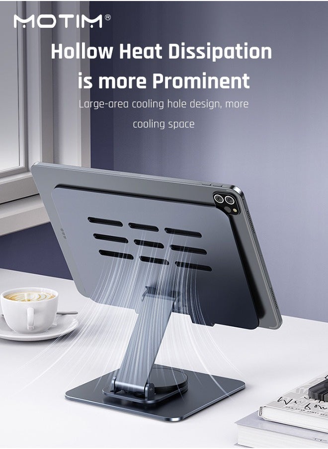 Adjustable Laptop Stand for Desk with 360° Rotating Base, Foldable Cooling Computer Holder Desk Laptop Riser, Heavy Duty Notebook Holder Swivel Compatible with MacBook Air Pro Dell XPS More within 12" Laptops