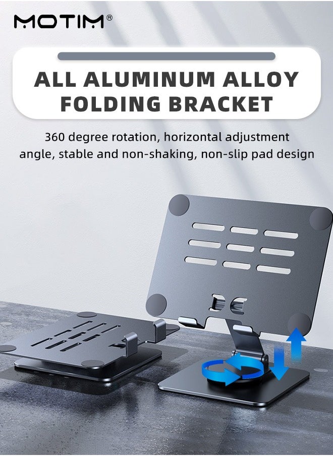 Motim - Tablet Stand Holder for Desk, 360°Rotating Adjustable Aluminum Portable Stand Holder Desktop Foldable Dock Heavy Duty Metal Base iPad Stands Swivel Compatible with iPad 10/9th,iPad Pro 11/12.9 - Image 1