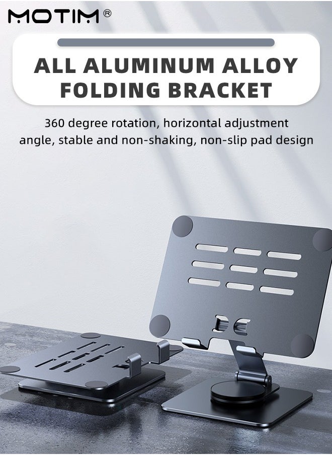 Motim - Tablet Stand Holder for Desk, 360°Rotating Adjustable Aluminum Portable Stand Holder Desktop Foldable Dock Heavy Duty Metal Base iPad Stands Swivel Compatible with iPad 10/9th,iPad Pro 11/12.9 - Image 1