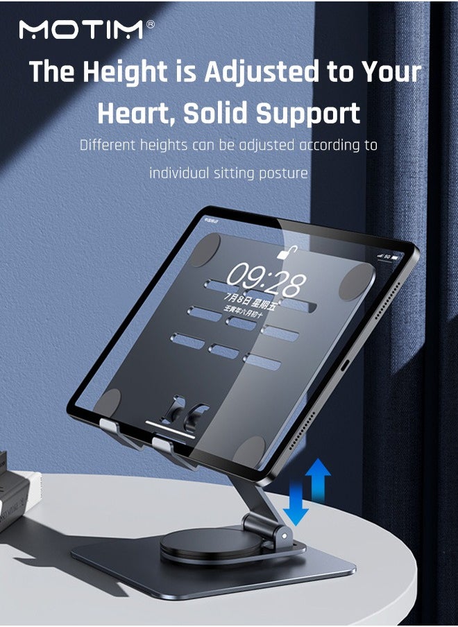 Motim - Tablet Stand Holder for Desk, 360°Rotating Adjustable Aluminum Portable Stand Holder Desktop Foldable Dock Heavy Duty Metal Base iPad Stands Swivel Compatible with iPad 10/9th,iPad Pro 11/12.9 - Image 1