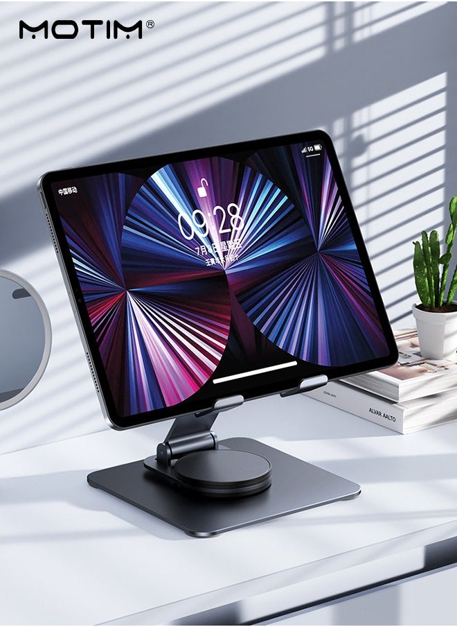 Motim - Tablet Stand Holder for Desk, 360°Rotating Adjustable Aluminum Portable Stand Holder Desktop Foldable Dock Heavy Duty Metal Base iPad Stands Swivel Compatible with iPad 10/9th,iPad Pro 11/12.9 - Image 1