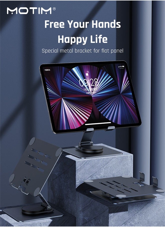 Motim - Tablet Stand Holder for Desk, 360°Rotating Adjustable Aluminum Portable Stand Holder Desktop Foldable Dock Heavy Duty Metal Base iPad Stands Swivel Compatible with iPad 10/9th,iPad Pro 11/12.9 - Image 1