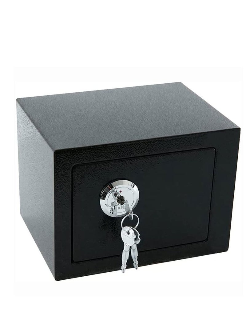 High-Security Mini Safe with Key - Steel Locking Storage Box for Home and Office, Ideal for Cash, Money, and Valuables, Includes 3 Keys for Elderly and Secure Storage. - Image 1