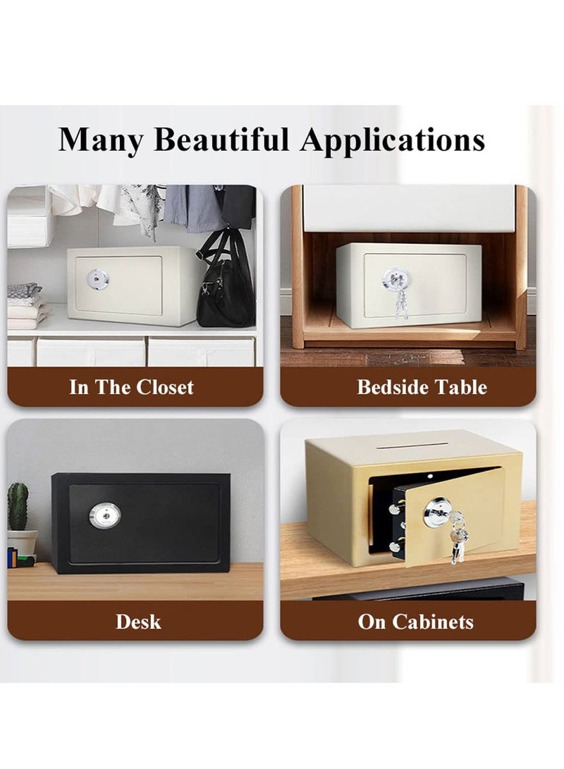 High-Security Mini Safe with Key - Steel Locking Storage Box for Home and Office, Ideal for Cash, Money, and Valuables, Includes 3 Keys for Elderly and Secure Storage. - Image 3
