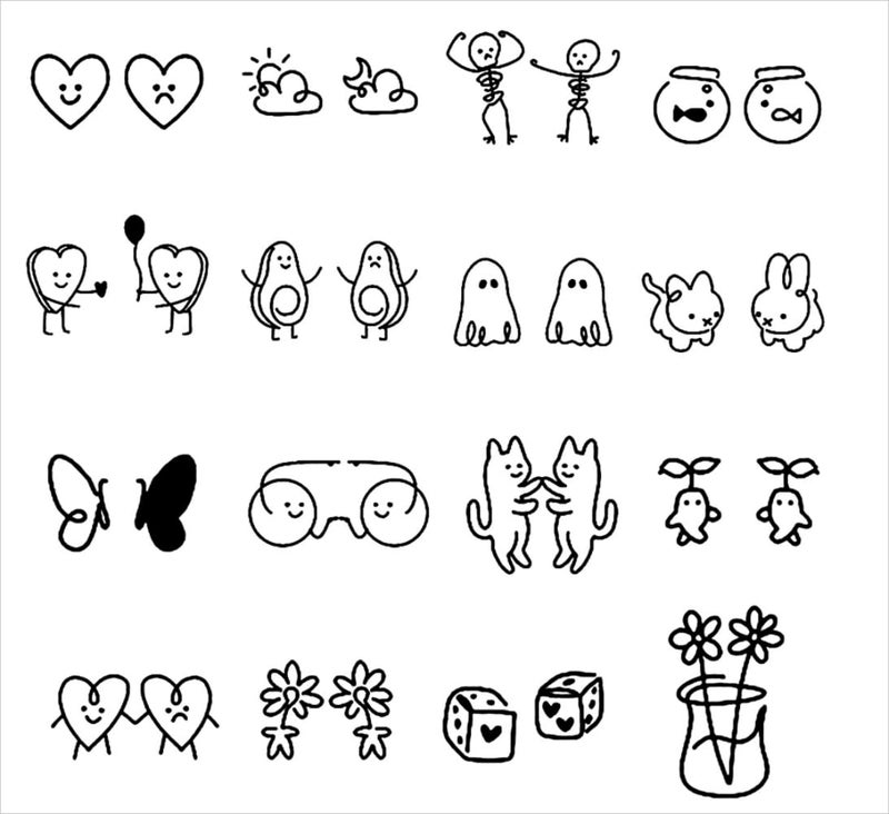 INKARTLINK Temporary Tattoos SemiPermanent Tattoo 16 design1 set Premium Easy Long Lasting Lasts 12 Weekscute mini vase Simple tattoo 1 x 1 in