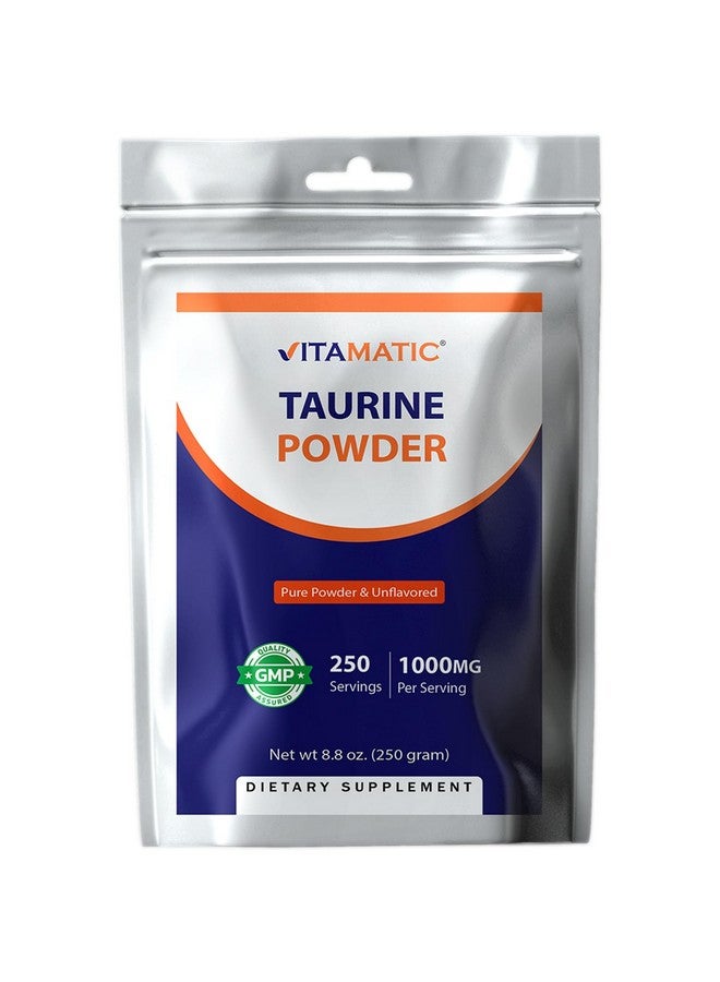 Vitamatic Pure Taurine 1000mg 250 Servings - Non-GMO, Gluten Free - Image 1