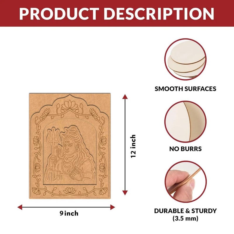 Wrapping Studio MDF Board for Lippan Art - Pre-Marked Lord Shiv Ji Design Cutouts for Craft, Painting, DIY Projects - Eco-Friendly MDF Wood, 12x9 inch, Ideal for Creative Gift Ideas - Image 4