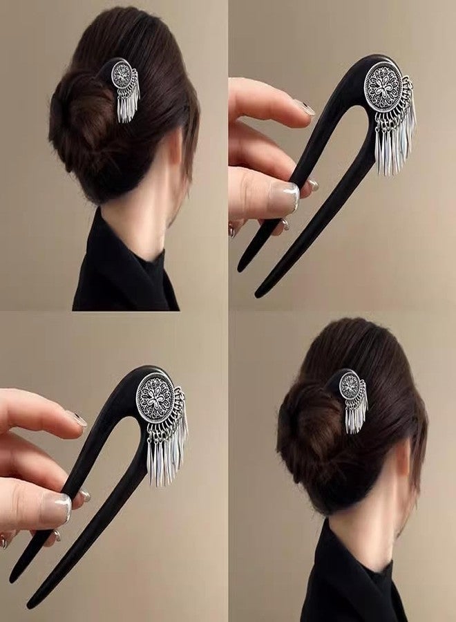 Melodio New Wooden Hairpin - Yinchuan Snowfall-Inspired Traditional Wood Hair Stick with Tassel, Elegant Updo Hair Accessories for Women, Festival & Wedding Hair Decor - Image 3