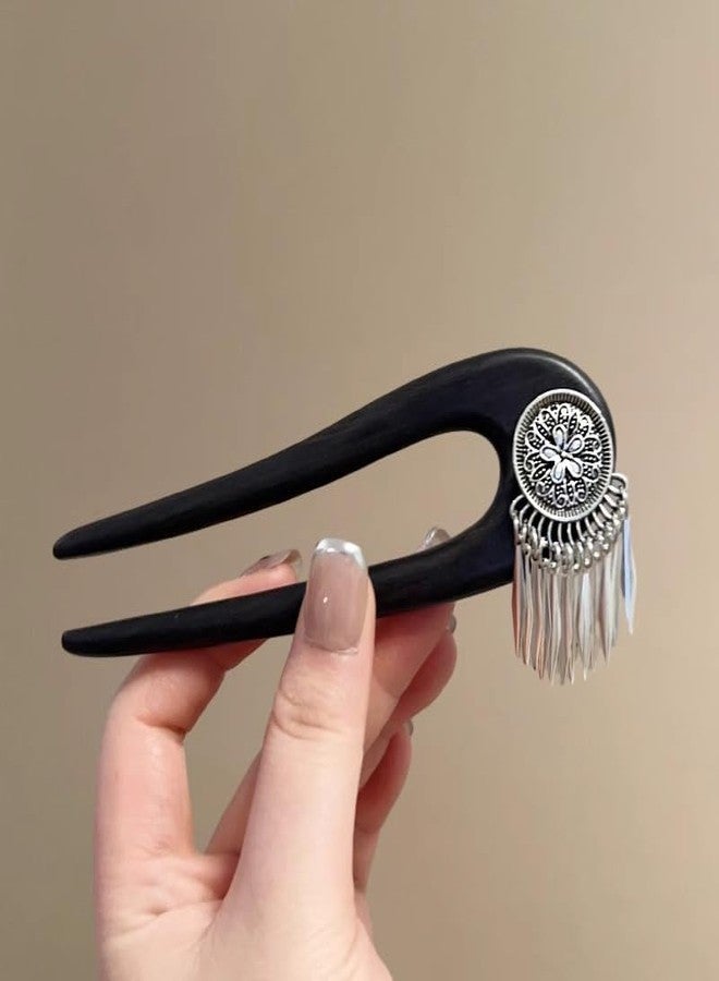 Melodio New Wooden Hairpin - Yinchuan Snowfall-Inspired Traditional Wood Hair Stick with Tassel, Elegant Updo Hair Accessories for Women, Festival & Wedding Hair Decor - Image 5