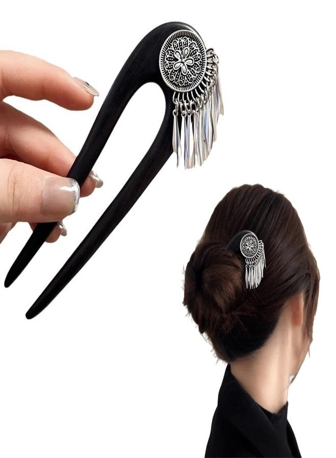 Melodio New Wooden Hairpin - Yinchuan Snowfall-Inspired Traditional Wood Hair Stick with Tassel, Elegant Updo Hair Accessories for Women, Festival & Wedding Hair Decor - Image 1