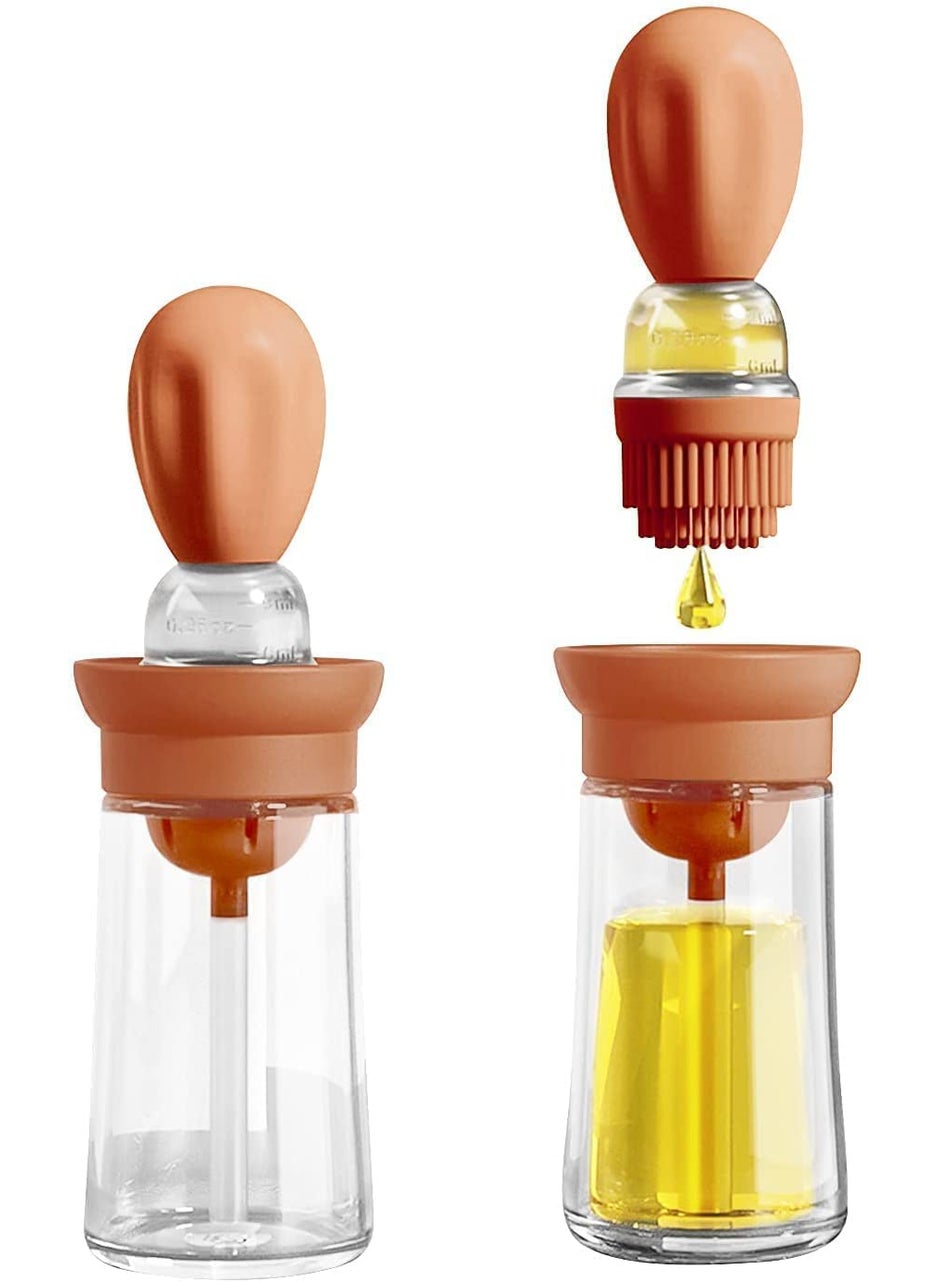 svk dream SVK Dream Olive Oil Bottle with Silicone Brush Dropper Oil Bottle Measuring Oil Dispenser, Sauce, Ketchup Container for Kitchen, Cooking, Frying, Baking, BBQ(Multi)  - Image 1