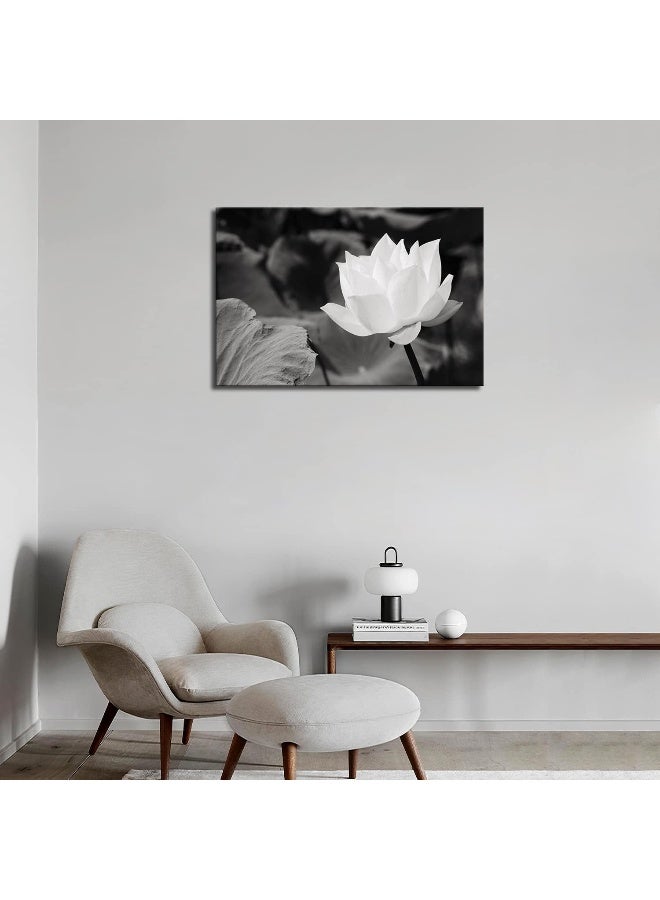 Home Trove White Lotus In Basin Wall Art Painting The Picture Print On Canvas Flower Pictures For Home Decor Decoration Gift (Stretched By Wooden Frameready To Hang)  - Image 5
