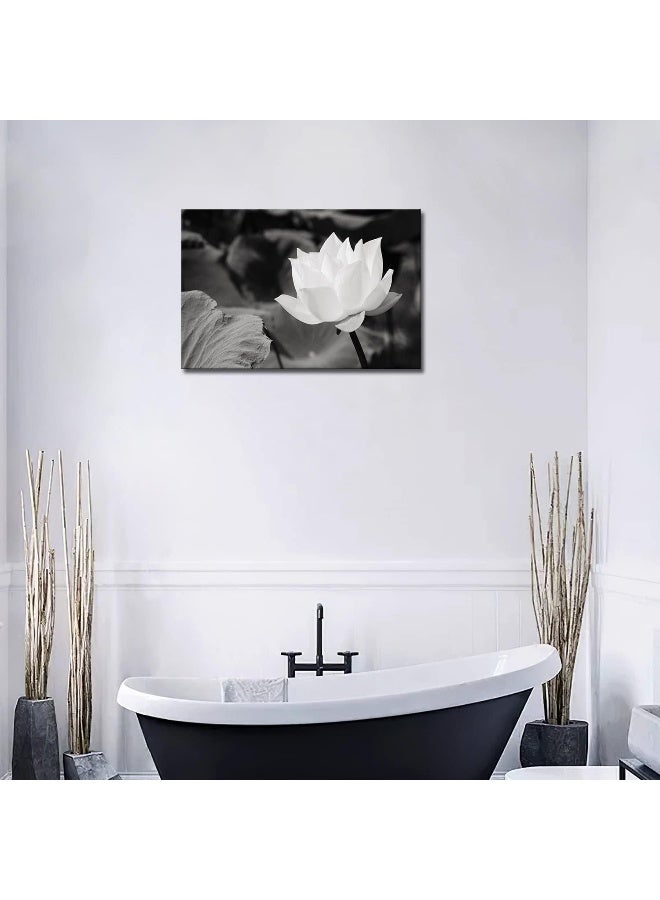 Home Trove White Lotus In Basin Wall Art Painting The Picture Print On Canvas Flower Pictures For Home Decor Decoration Gift (Stretched By Wooden Frameready To Hang)  - Image 4