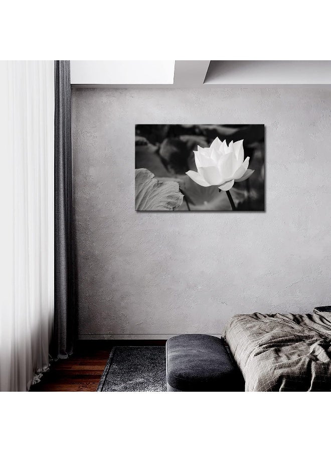 Home Trove White Lotus In Basin Wall Art Painting The Picture Print On Canvas Flower Pictures For Home Decor Decoration Gift (Stretched By Wooden Frameready To Hang)  - Image 2