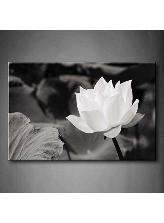 Home Trove White Lotus In Basin Wall Art Painting The Picture Print On Canvas Flower Pictures For Home Decor Decoration Gift (Stretched By Wooden Frameready To Hang)  - Image 1