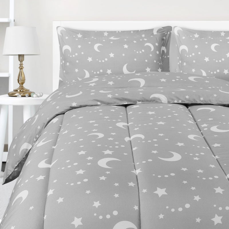 Utopia Bedding All Season Moon Star Comforter Set with 2 Pillow Cases 3 Piece Soft Brushed Microfiber Kids Bedding Set for BoysGirls Machine Washable Twin
