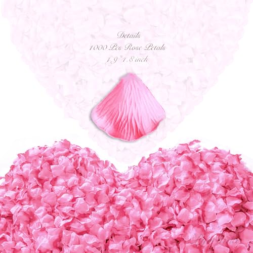 Pyrrhiax 1000Pieces Rose Petals, Artificial Flower Petals Fake Rose Petals for Romantic Night,Wedding,Proposal Anniversary Flower Decorations (Pink Gradient) - Image 2