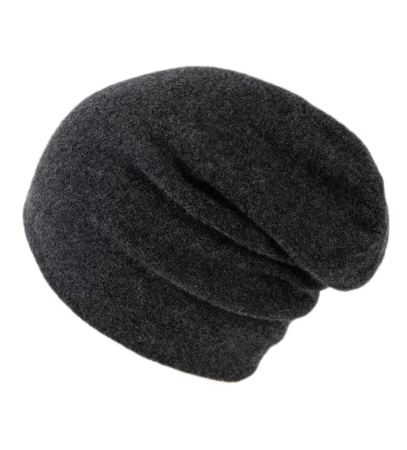 Villand 100% Cashmere Beanie for Women and Men with Gift Box, Oversized Soft Knitted Hat, Double-Layered Cashmere Ski Cap (Charcoal Gray) - Image 2