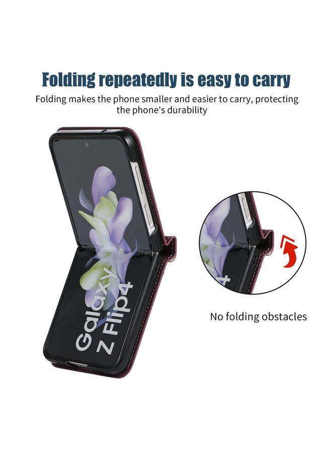 اس-توب جراب لهاتف Samsung Galaxy Z Flip4، جراب هاتف جلدي ثلاثي الطي بتقنية RFID مع حبل تعليق - Image 3