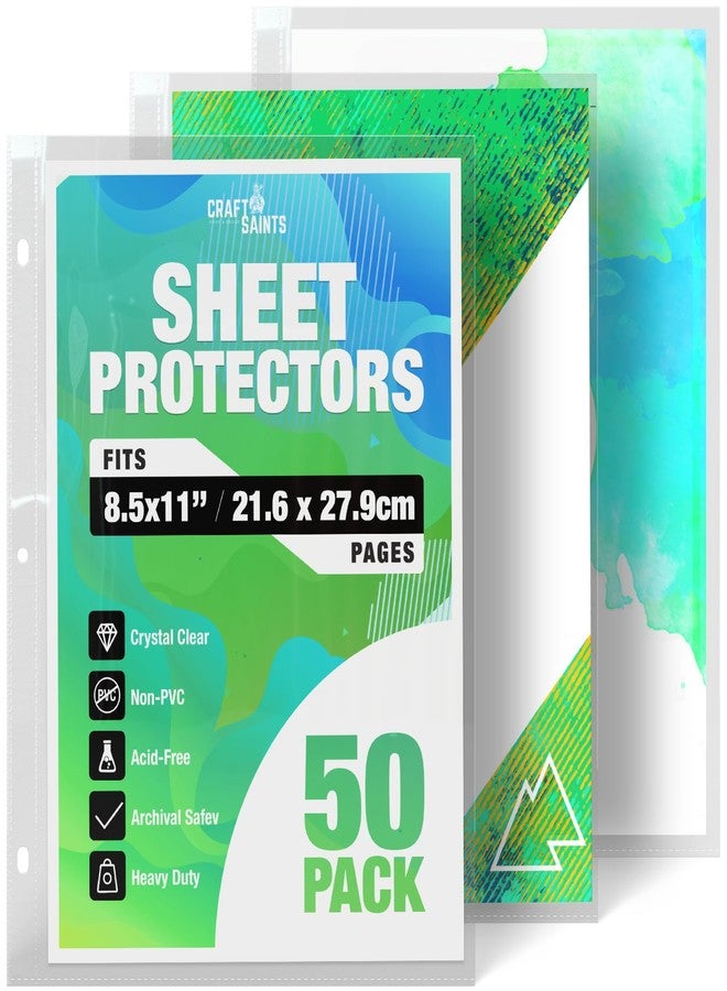 CraftSaints Recipe Sheet Protectors 8.5x11'' for Recipe Binder (50 Sleeves) Top-Loading Plastic Sleeves, Clear Sheet Protectors for 3 Ring Binder, Convenient Refill for Recipes (50 Pack, 8.5 x 11'' - 1 Pocket) - Image 1