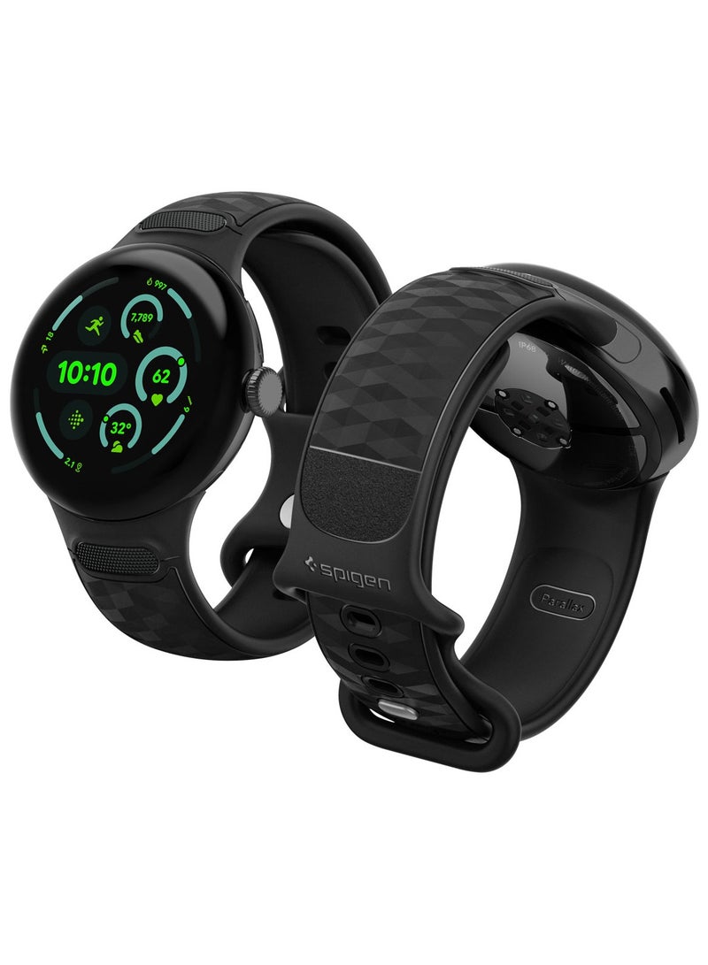 Spigen Parallax Band for Google Pixel Watch 4 / 3 (45mm) Band Strap [3D Ergonomic Textured] - Matte Black - Image 1