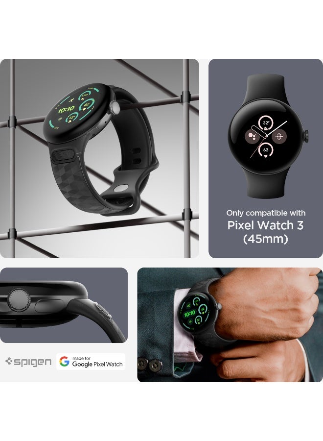 Spigen Parallax Band for Google Pixel Watch 4 / 3 (45mm) Band Strap [3D Ergonomic Textured] - Matte Black - Image 2