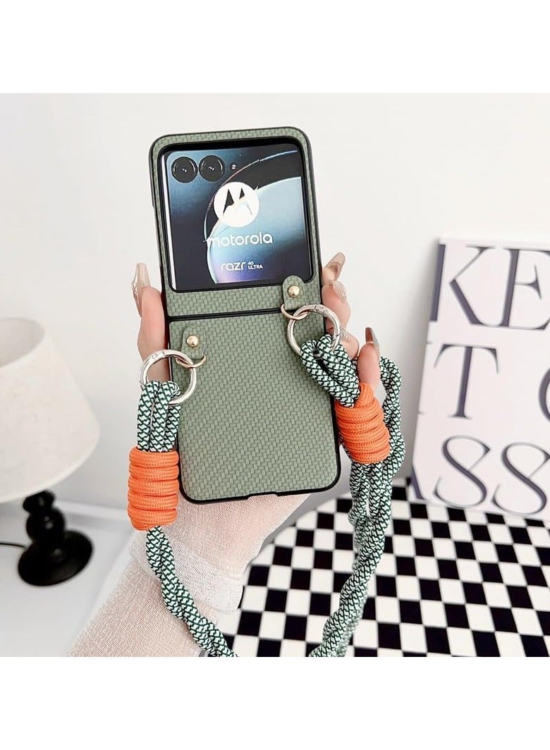 general Case for Motorola Razr 50 Ultra（2024）,Durable Anti-fingerprint Shockproof Anti-Scratch Non-Slip Foldable Cover with Shoulder Strap - Image 1