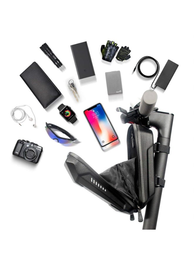 حقيبة مقود دراجة كهربائية احترافية - 3 لتر، مقاومة للماء من مادة EVA، مناسبة لـ Xiaomi M365 / Segway ES Series | تتسع للشواحن والهواتف والأدوات (لون أسود كربوني) (3 لتر) - Image 4
