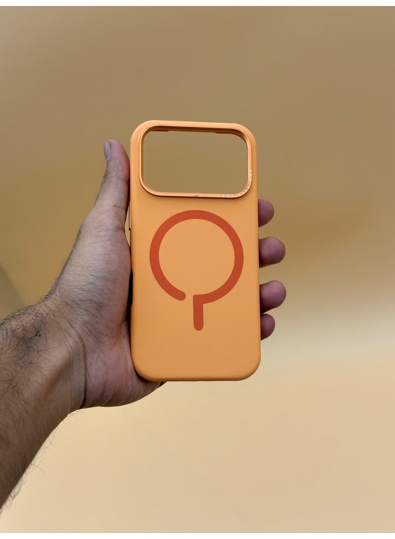 general Premium Silicone MagSafe Case for iPhone 17 Pro Max – Slim, Shockproof, Magnetic Wireless Charging Compatible Protective Cover (Orange) - Image 3