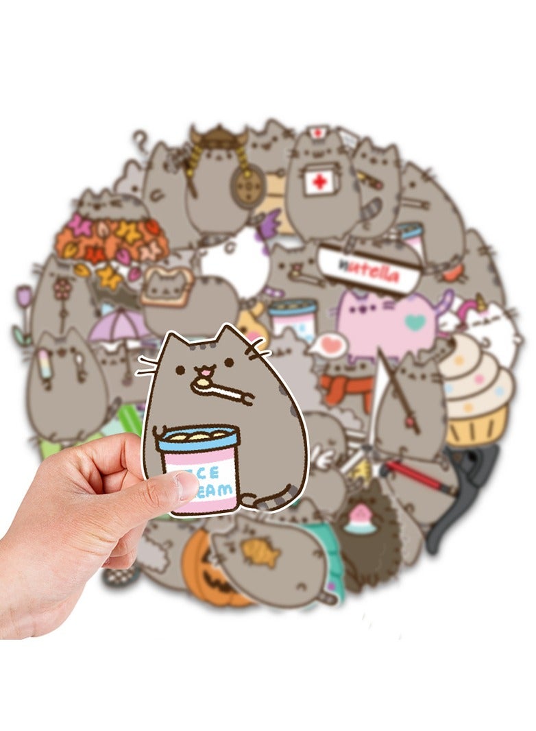 50-Piece Pusheen Stickers for Kids Cute Cat Stickers for Journal Waterproof Graffiti Stickers - Image 5