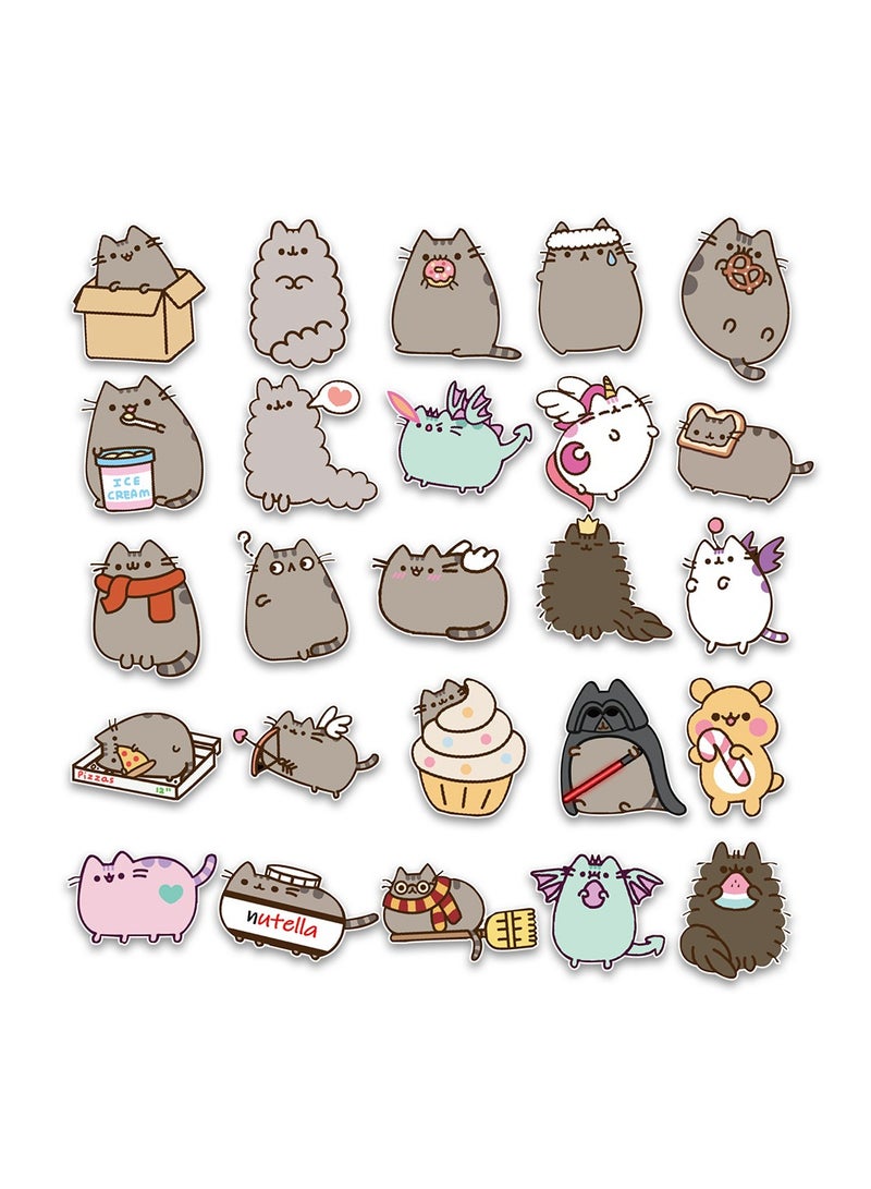 50-Piece Pusheen Stickers for Kids Cute Cat Stickers for Journal Waterproof Graffiti Stickers - Image 4
