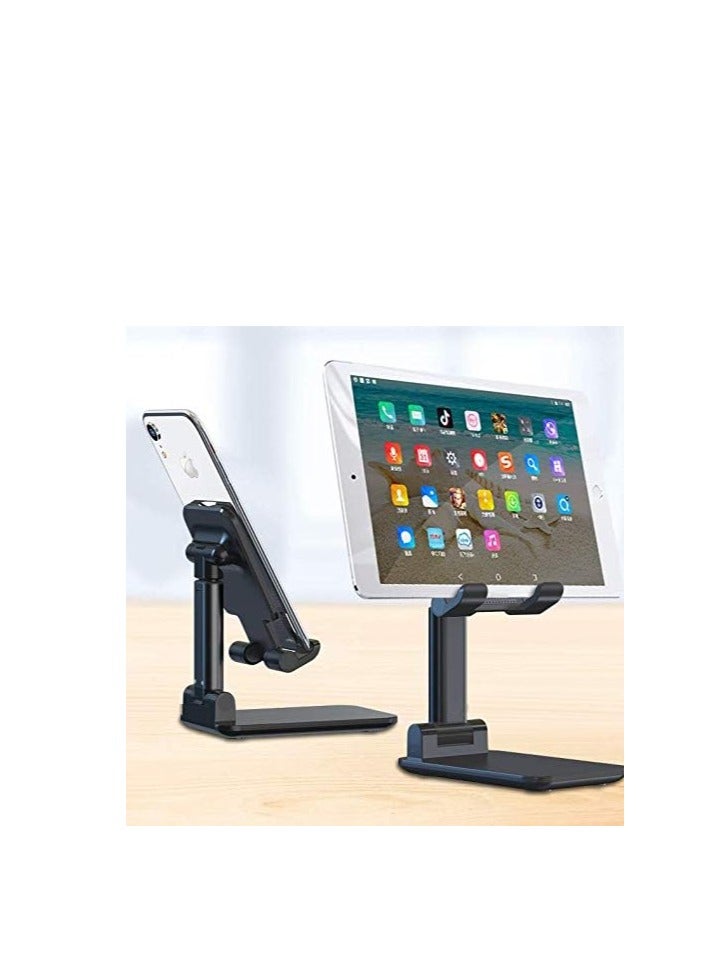 حامل هاتف قابل للتعديل للطاولة، حاملة هاتف محمولة قابلة للطي للطاولة، حامل مكتب من الألومنيوم المستقر، حامل قابل للتعديل للأجهزة اللوحية متوافق مع الهواتف المحمولة، آيباد، والأجهزة اللوحية (أسود) - Image 3