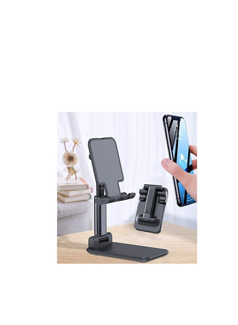 حامل هاتف قابل للتعديل للطاولة، حاملة هاتف محمولة قابلة للطي للطاولة، حامل مكتب من الألومنيوم المستقر، حامل قابل للتعديل للأجهزة اللوحية متوافق مع الهواتف المحمولة، آيباد، والأجهزة اللوحية (أسود) - Image 4